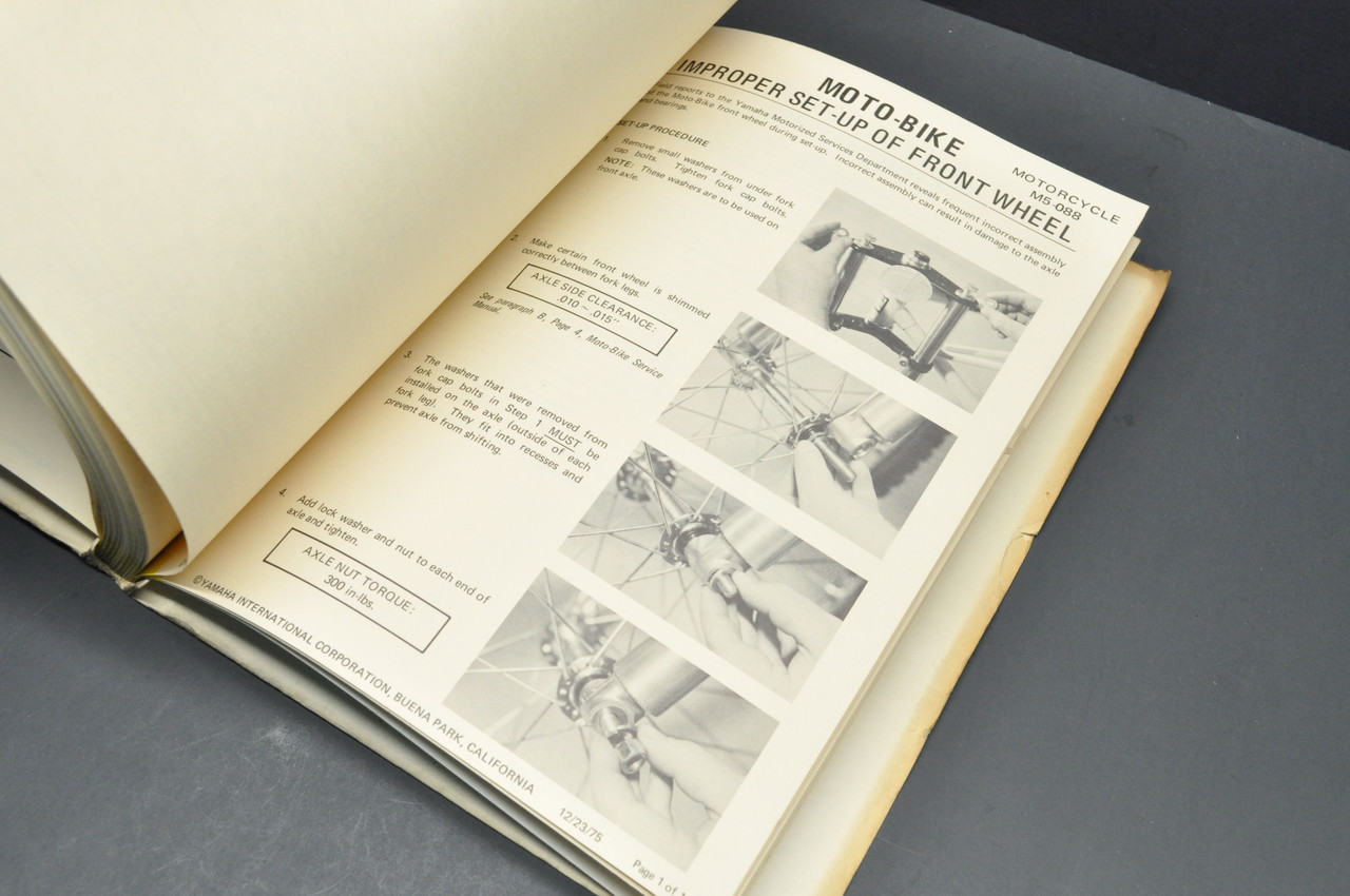 Vintage 1975 Yamaha Motorcycle Technical Bulletin Sheets Manual Binder