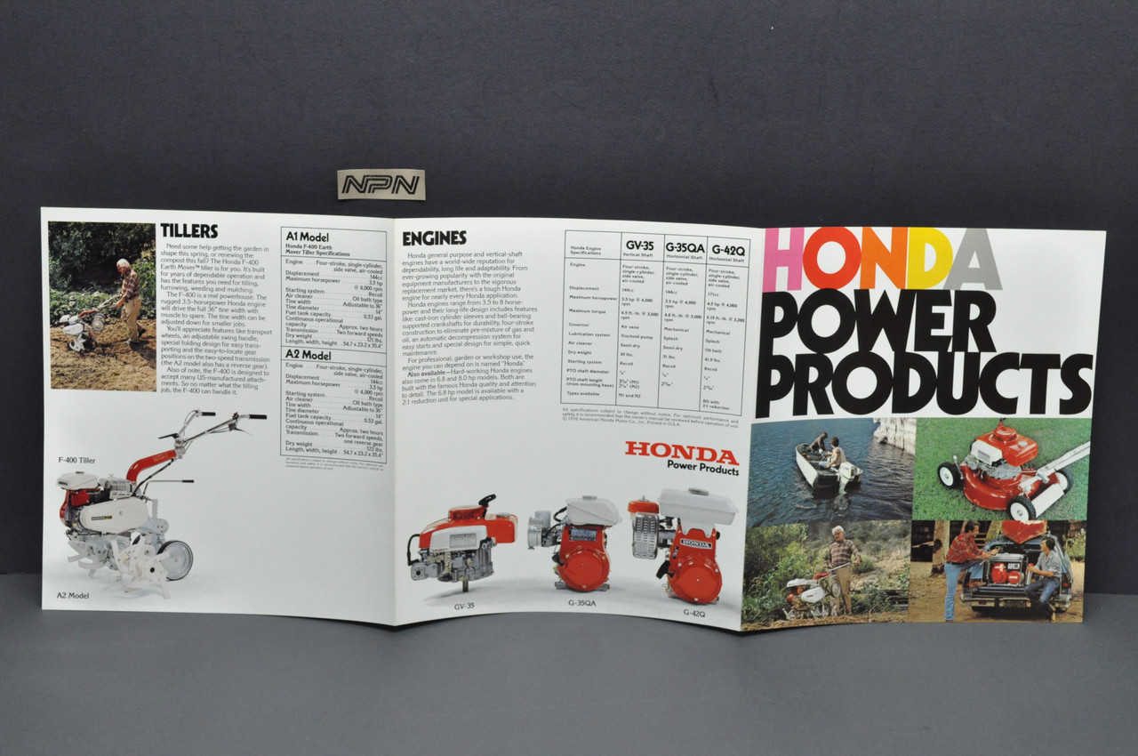 Vintage NOS 1976 Honda EM400 Generator F400 Tiller B75 Outboard G35 Brochure 