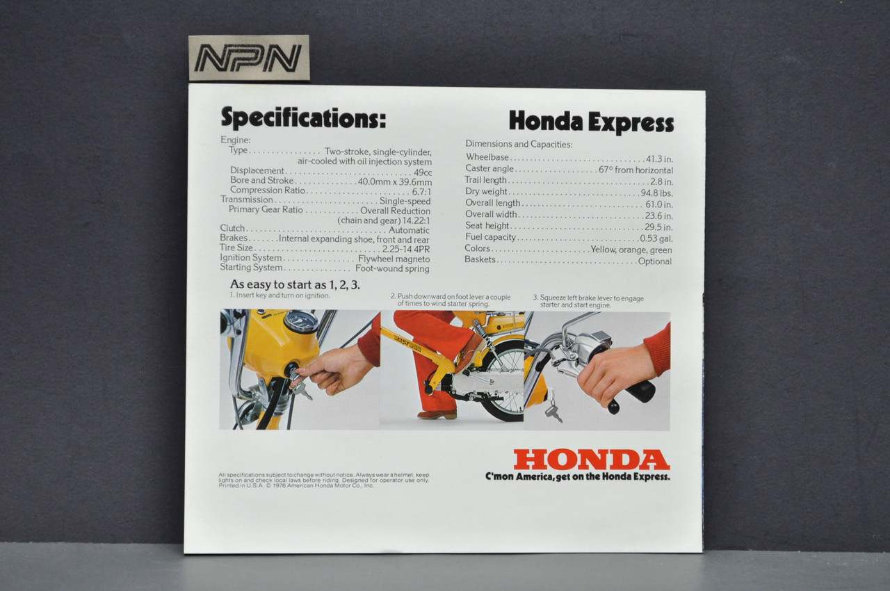 Vintage NOS 1976 Honda NC50 Express Motorcycle Brochure 