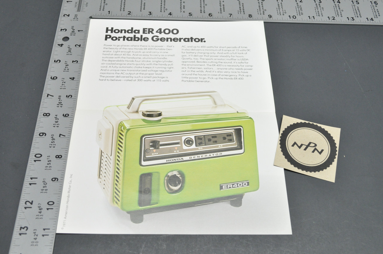 Vintage NOS 1971 Honda ER400 Portable Generator Brochure 