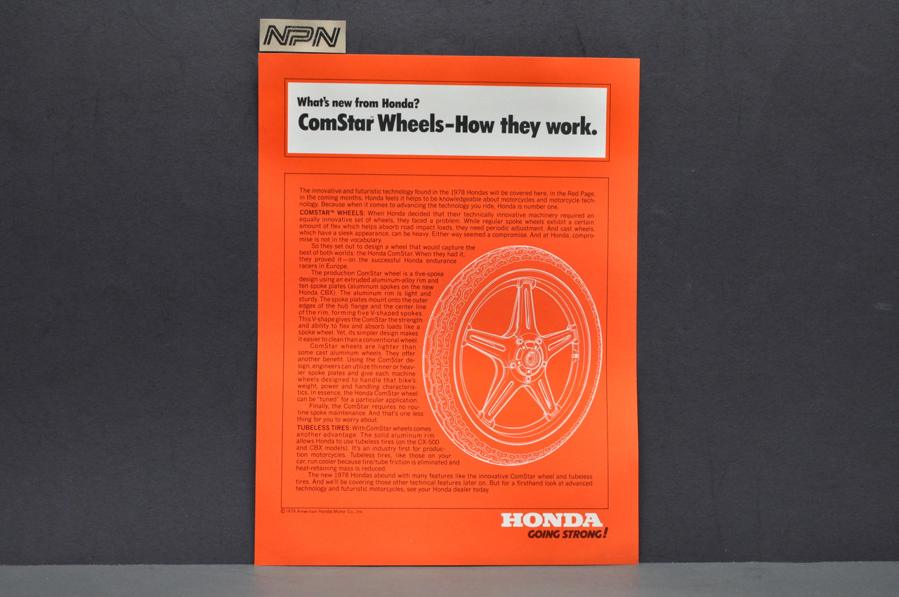 Vtg NOS 1978 Honda CBX CX500 ComStar Wheels Motorcycle Dealer Advertisement 