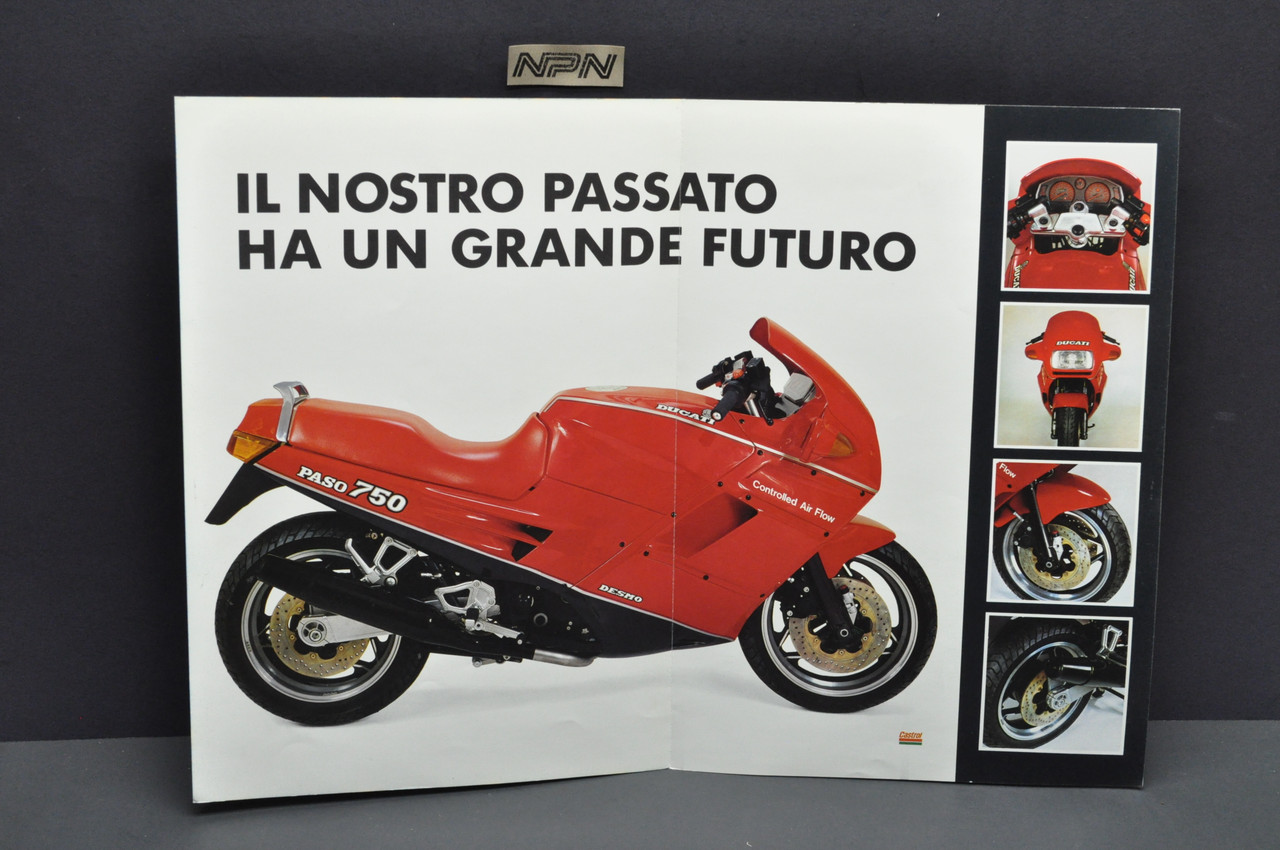 Vintage NOS 1986 Ducati Paso 750 Desmo Motorcycle Sales Brochure