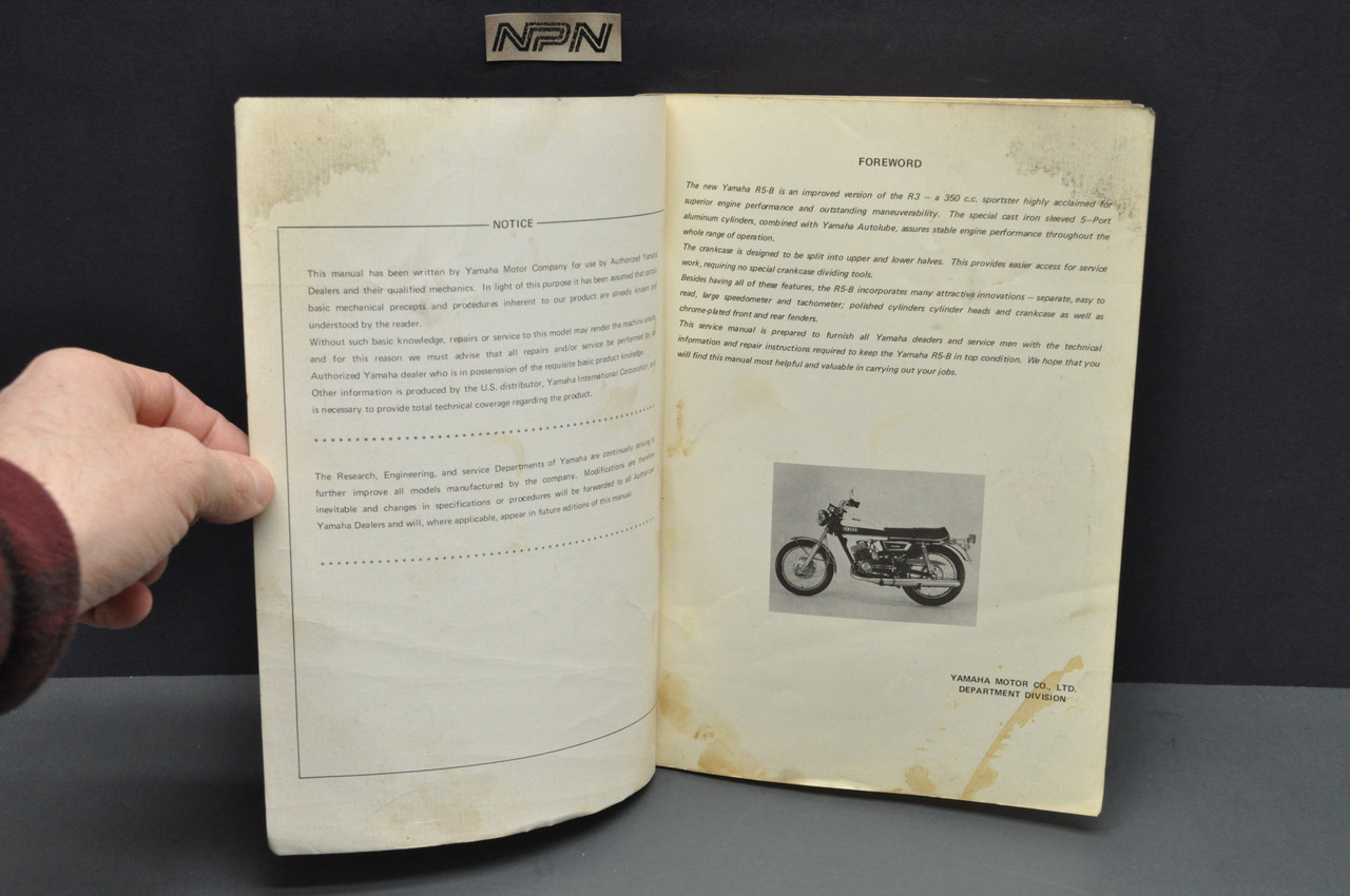 Vintage 1971 Yamaha R5 B 350 Motorcycle Shop Service Manual