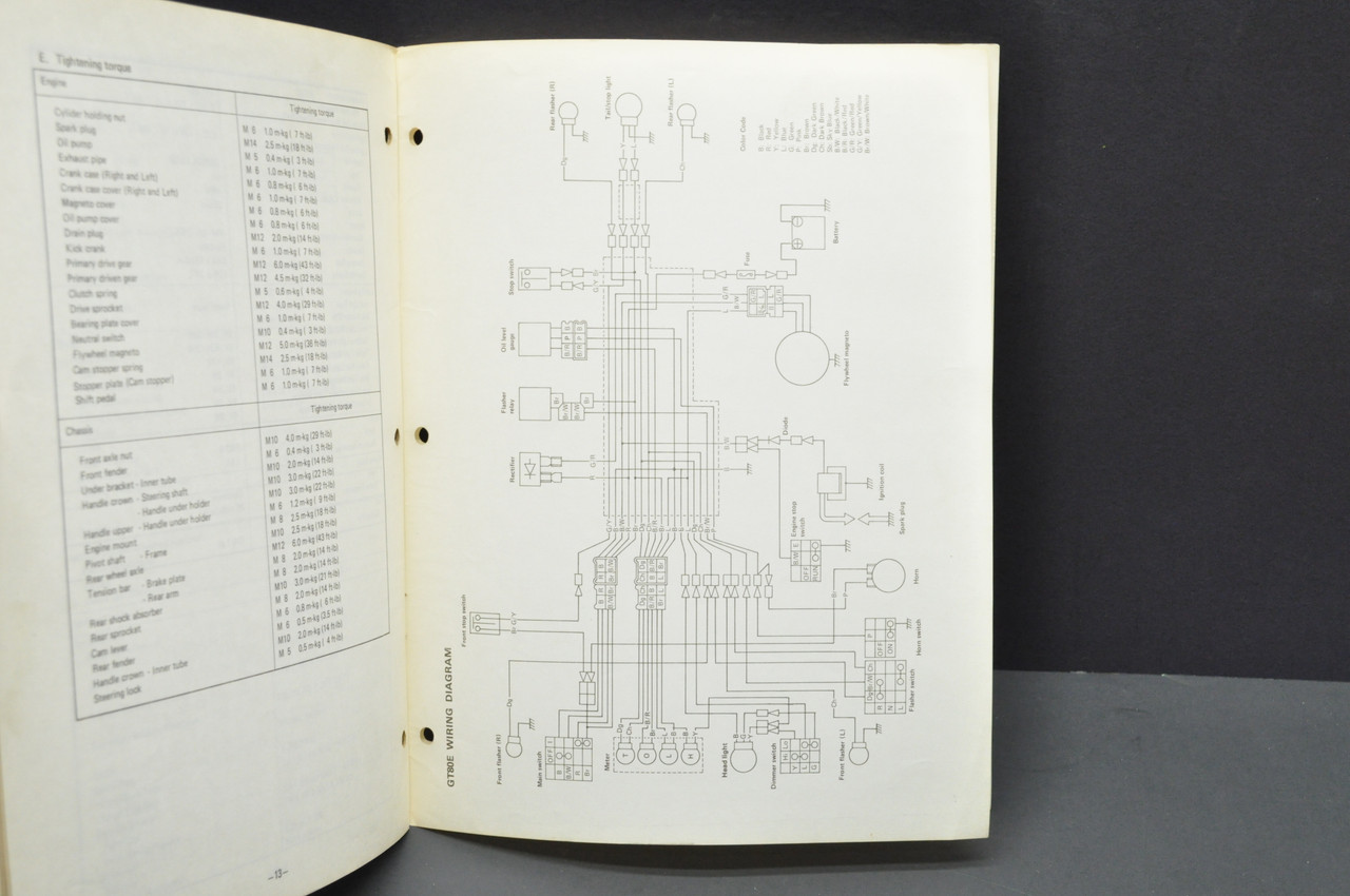 Vintage 1978 Yamaha GT80 E Shop Service SUPPLEMENT Manual 