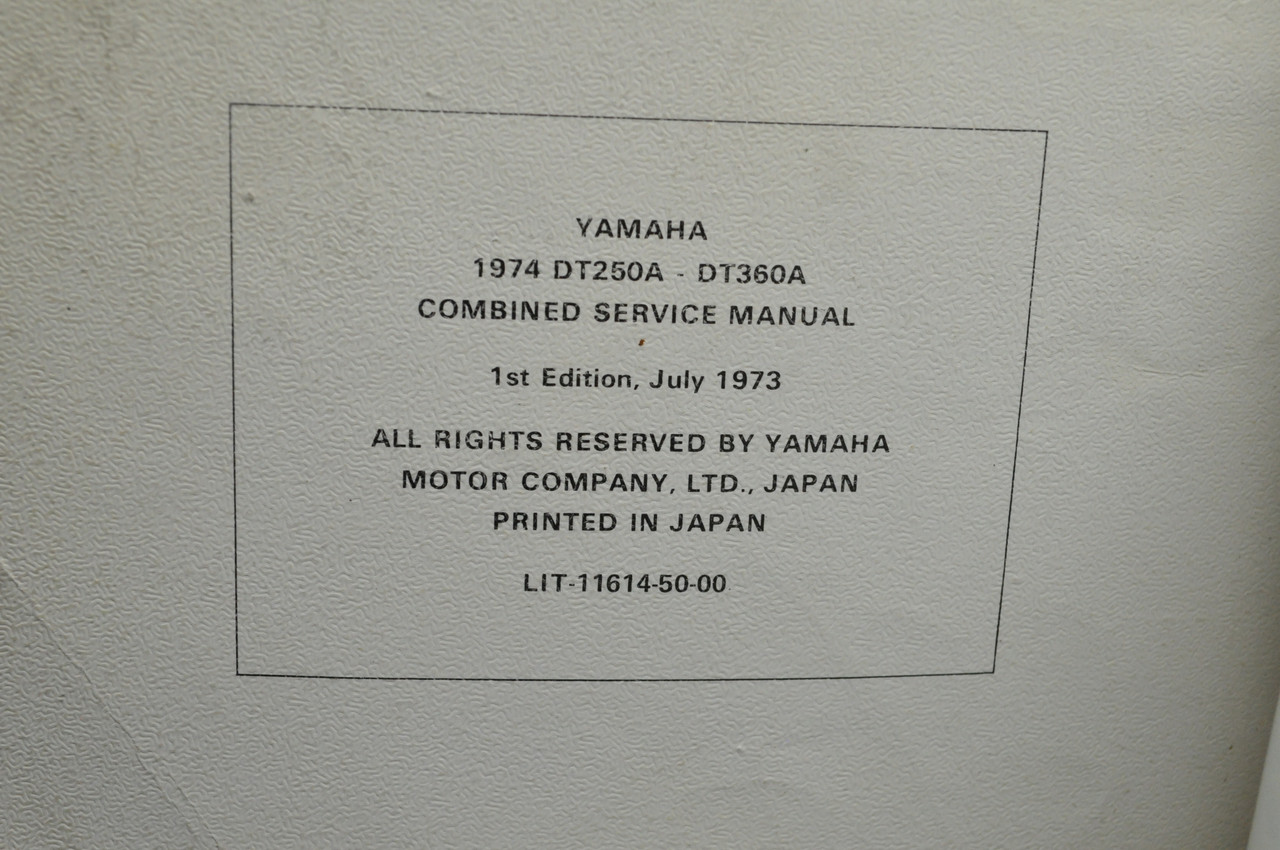 Vintage 1974 Yamaha DT250 A DT360 A Shop Service Manual