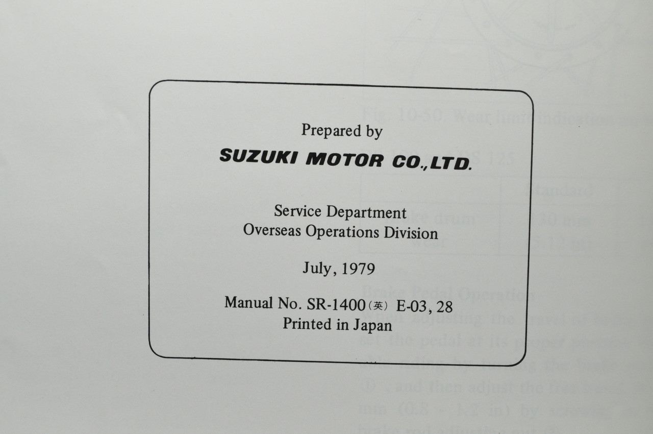 Vintage 1979 Suzuki DS100 DS125 Motorcycle Shop Service Manual