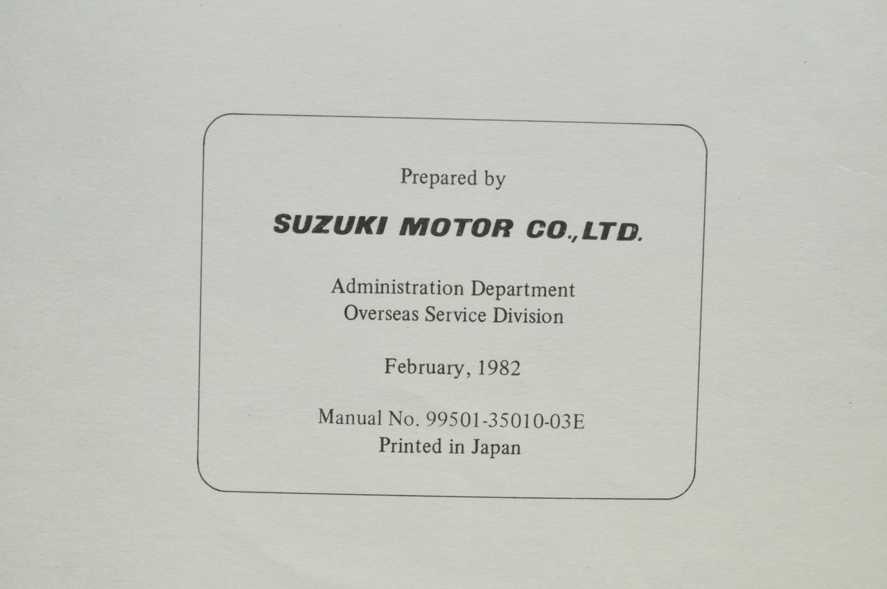 Vintage 1982 Suzuki GS550 M GS550 MZ Shop Service SUPPLEMENT Manual