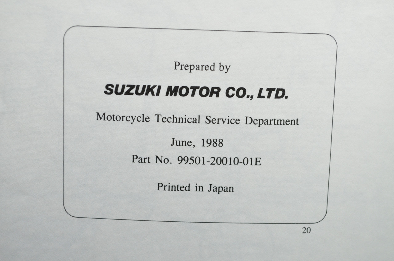 Vintage 1989 Suzuki LT80 LT80 K ATV Shop Service SUPPLEMENT Manual