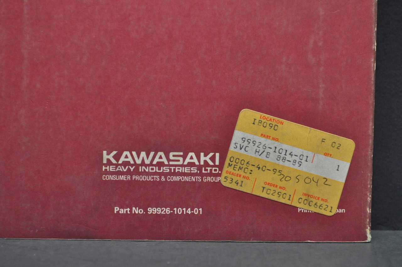 Vintage 1988-89 Kawasaki Motorcycle Shop Service Spec Manual 99926-1014-01