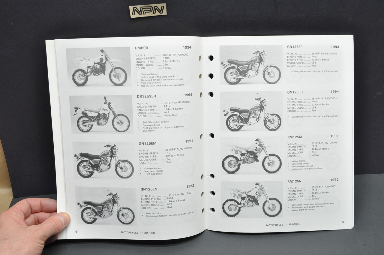 1991-94 Suzuki Motorcycle ATV Model Identification Manual Guide 99923-12941