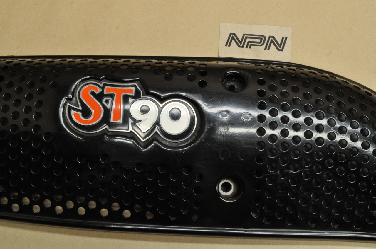 Vtg Used OEM Honda ST90 K0-K2 Exhaust Heat Shield Cover w/ Emblem 18400-128-000
