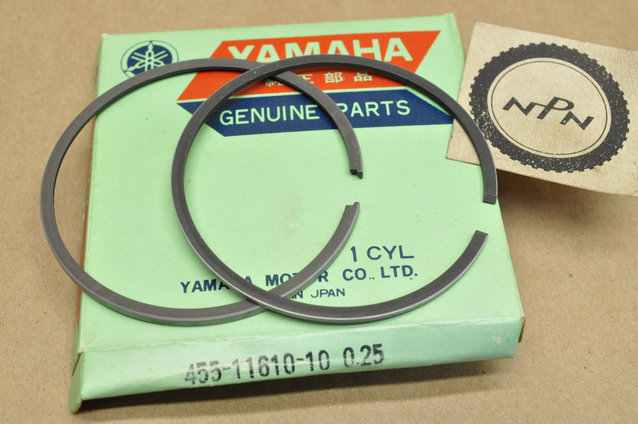 NOS Yamaha 1974-75 MX175 .25 Oversize Piston Rings for 1 Piston = 2 Rings 455-11610-10