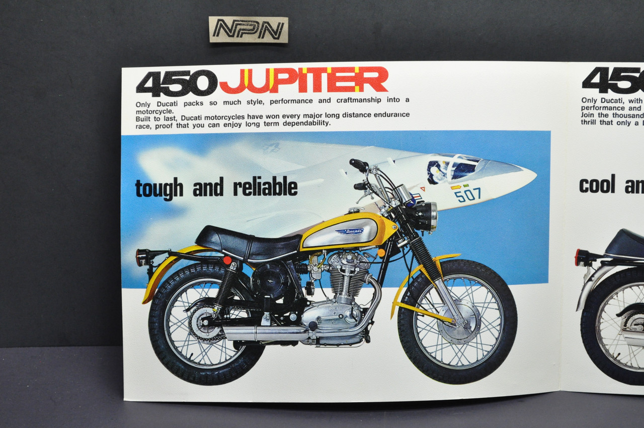 NOS 1970 Ducati 450 Mark 3D Desmo Jupiter Scrambler Motorcycle Sales Brochure