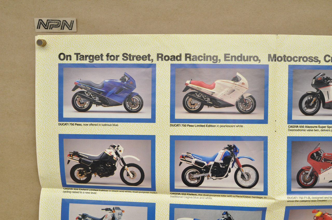 Vintage 1988 Cagiva Ducati Husqvarna Motorcycle Spec Poster Brochure