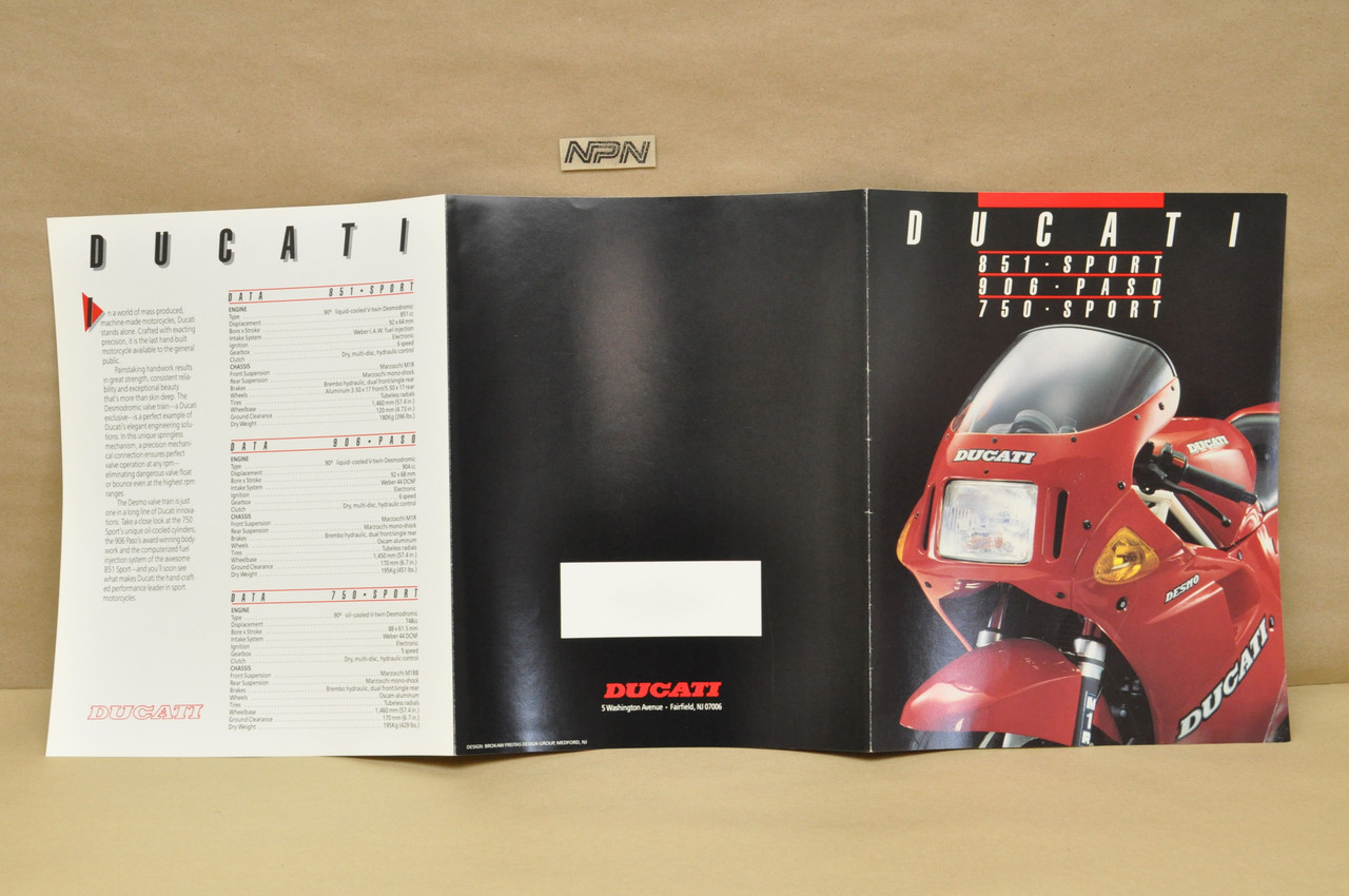 Vintage 1989 Ducati 851 Sport 906 Paso 750 Sport Motorcycle Dealer Sales Brochure