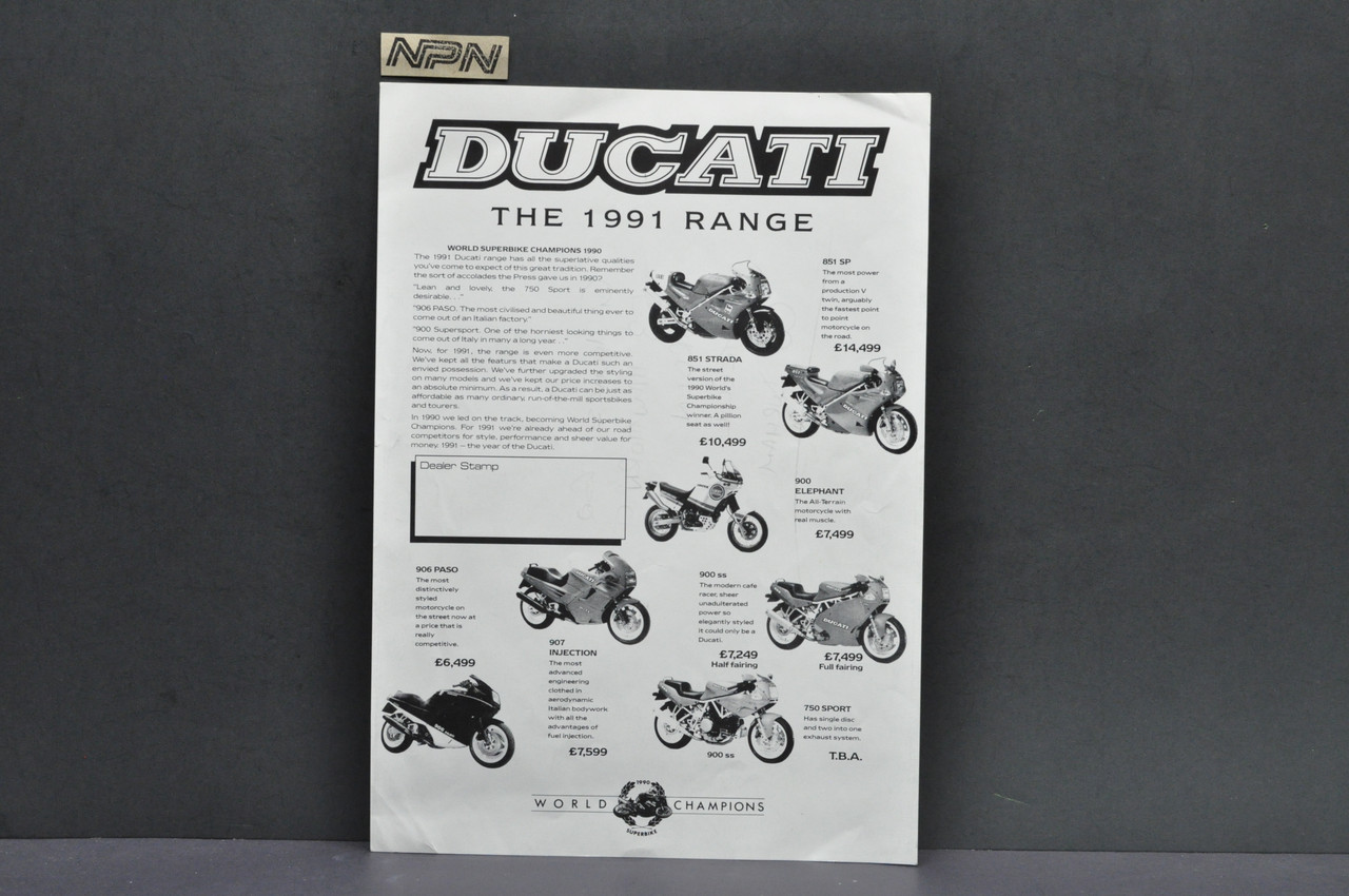 Vtg 1991 Ducati Superbike Lineup 851 Strada 851 SP Motorcycle Dealer Brochure