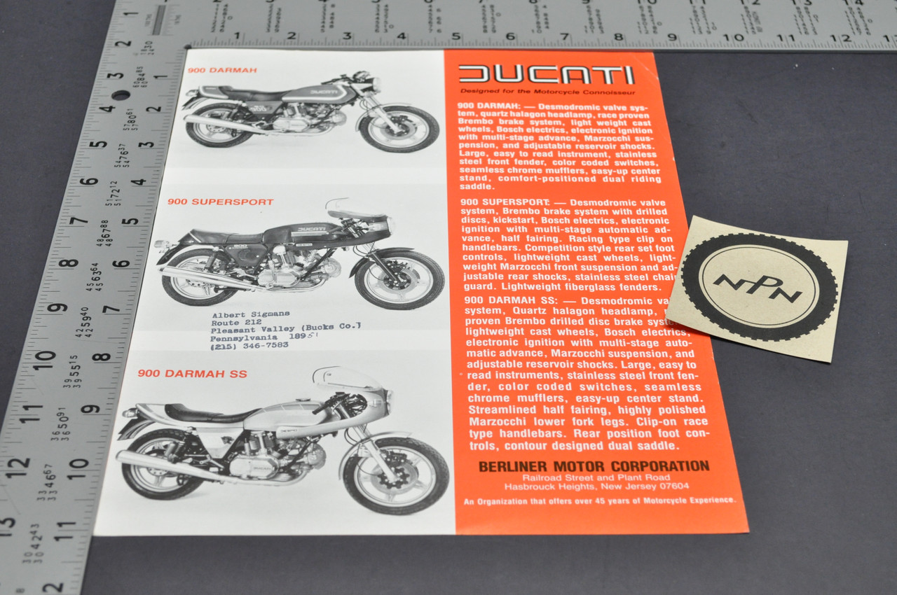 Vtg Ducati 900 Darmah SS 900 SS Supersport Motorcycle Dealer Spec Sales Brochure