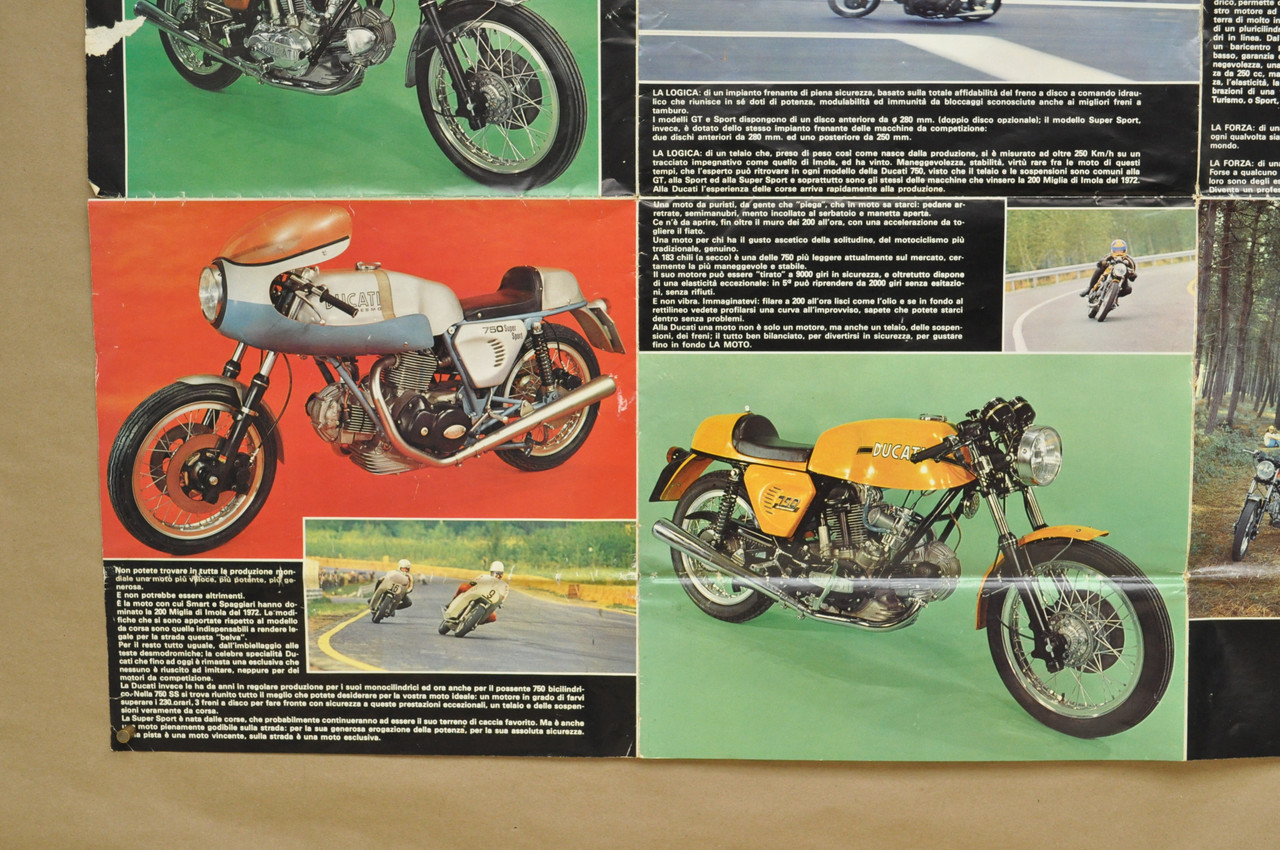 Vintage Ducati 750 GT 750 Sport 750 SS Super Sport Desmo Brochure Poster
