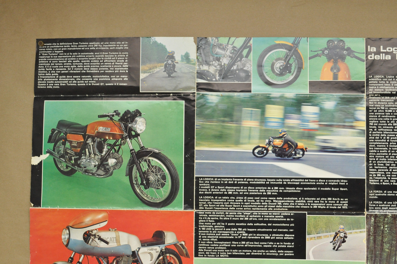 Vintage Ducati 750 GT 750 Sport 750 SS Super Sport Desmo Brochure Poster