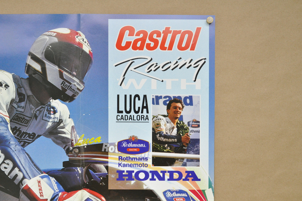 Vintage 1990s Castrol Luca Cadalora Honda NSR250 Racing World Champions Poster