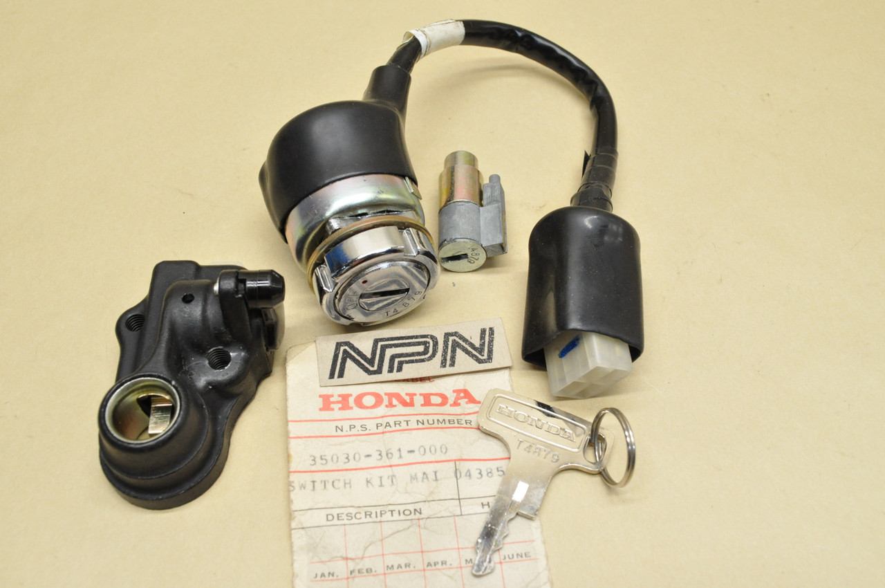 NOS Honda 1976 MT250 Ignition Switch Steering Seat Lock & Key Set 35030-361-000