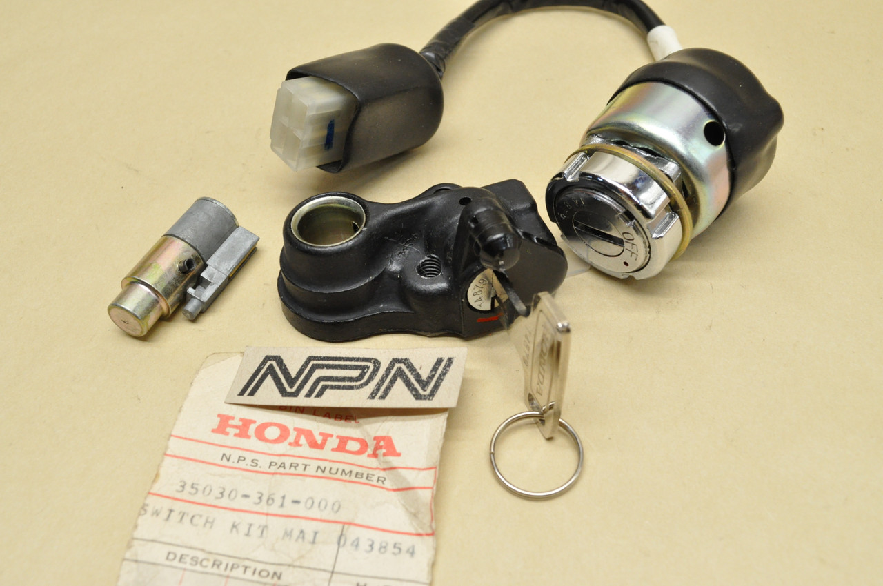 NOS Honda 1976 MT250 Ignition Switch Steering Seat Lock & Key Set 35030-361-000