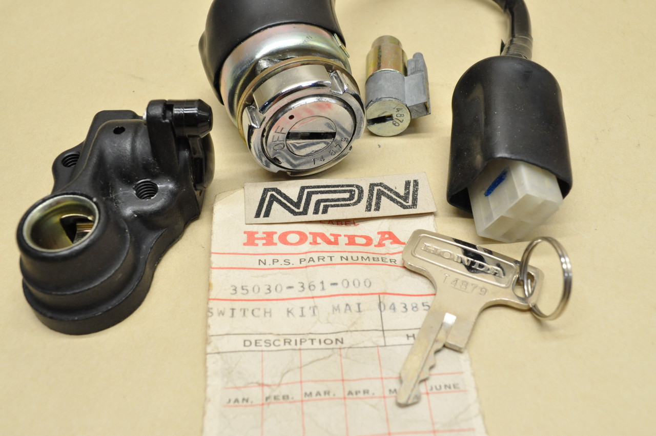 NOS Honda 1976 MT250 Ignition Switch Steering Seat Lock & Key Set 35030-361-000
