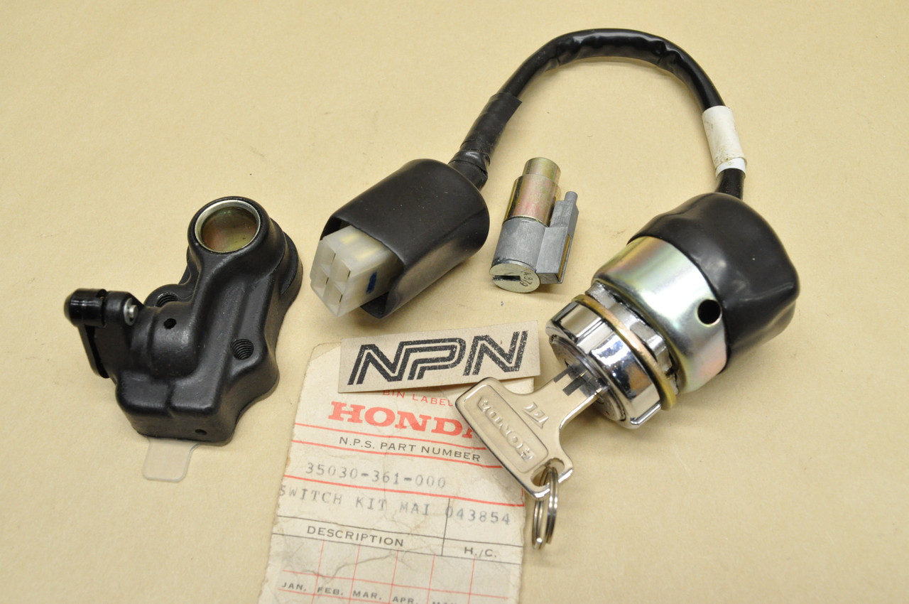 NOS Honda 1976 MT250 Ignition Switch Steering Seat Lock & Key Set 35030-361-000