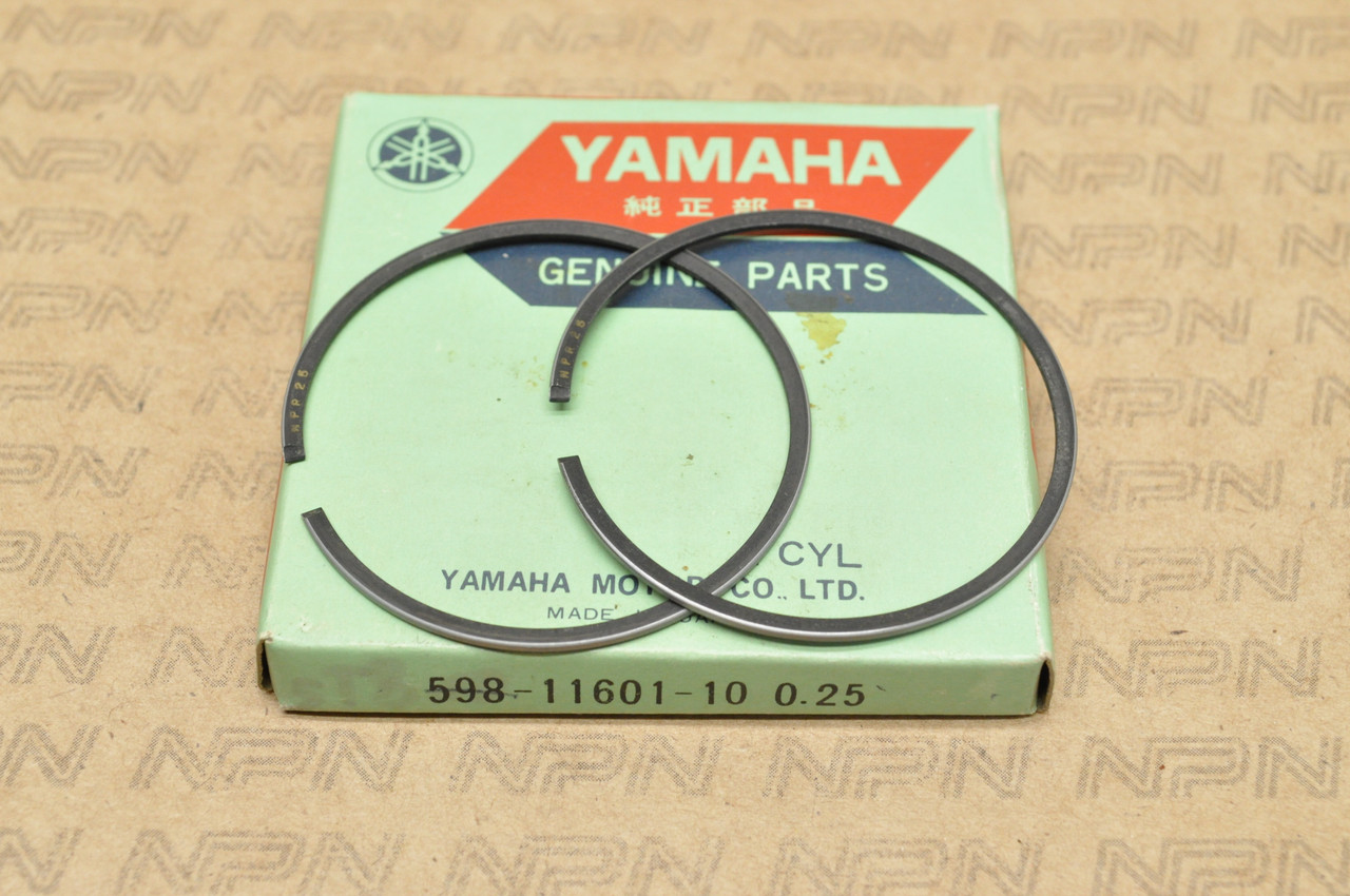 NOS Yamaha 1976-80 YZ80 .25 Oversize Piston Ring Set for 1 Piston 598-11601-10