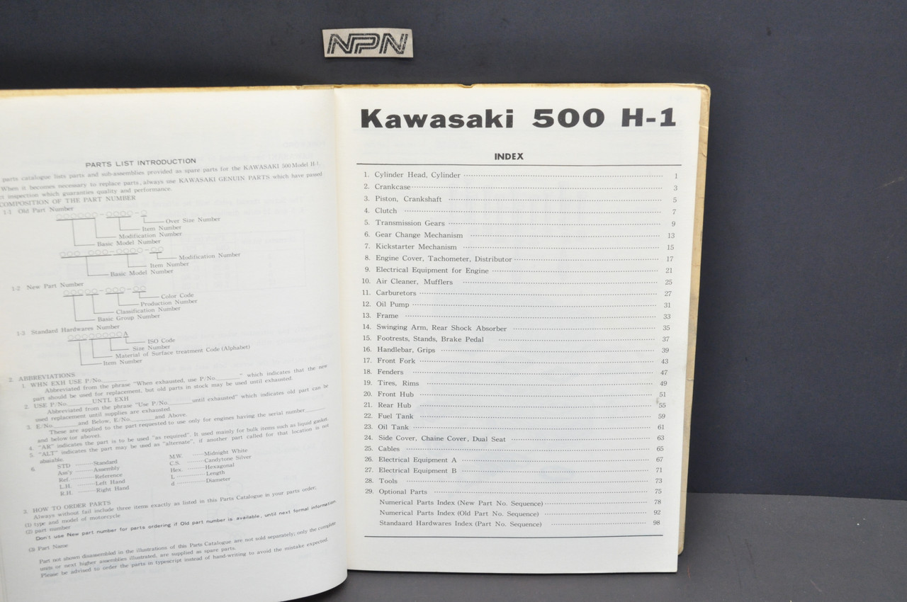 Vintage 1969 Kawasaki H1 Mach III 500 Motorcycle Parts Book Catalog No. 6902