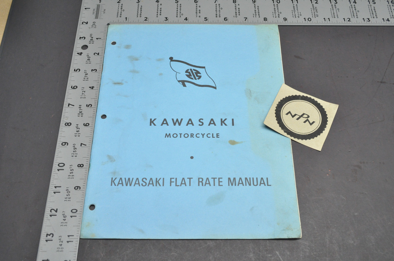 Vtg Kawasaki Motorcycle Flat Rate Manual Mechanic Service Department Dealer Book