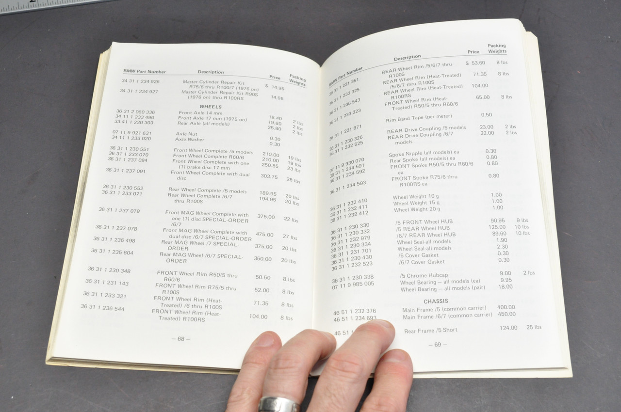 Vintage 1978 BMW Motorcycle Ersatzteile Spare Parts Catalog Price List Manual Book