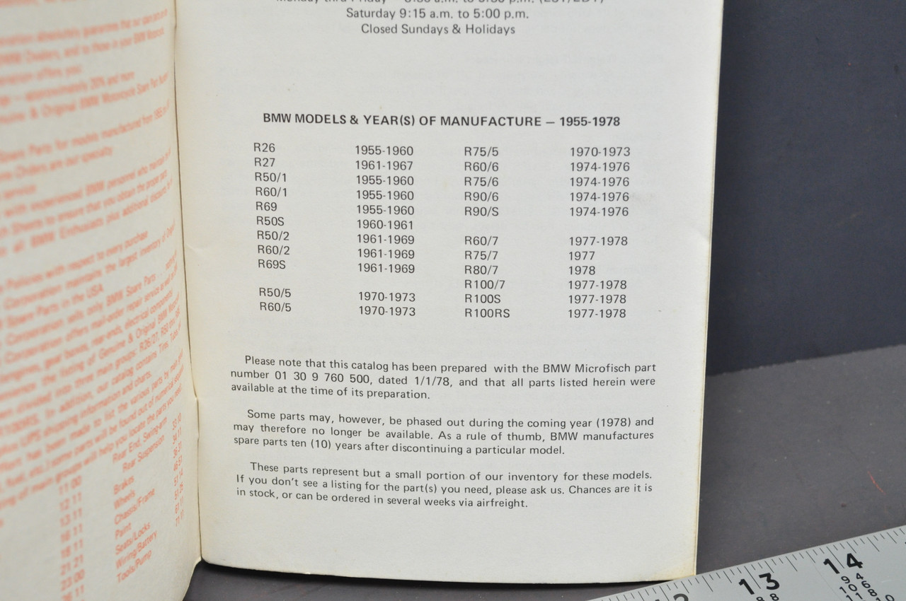 Vintage 1978 BMW Motorcycle Ersatzteile Spare Parts Catalog Price List Manual Book