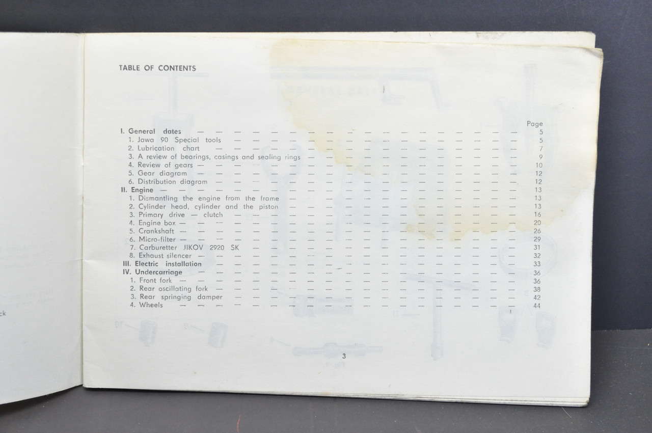 Vintage 1969 JAWA 90 Motorcycle Shop Service Specifications Workshop Manual
