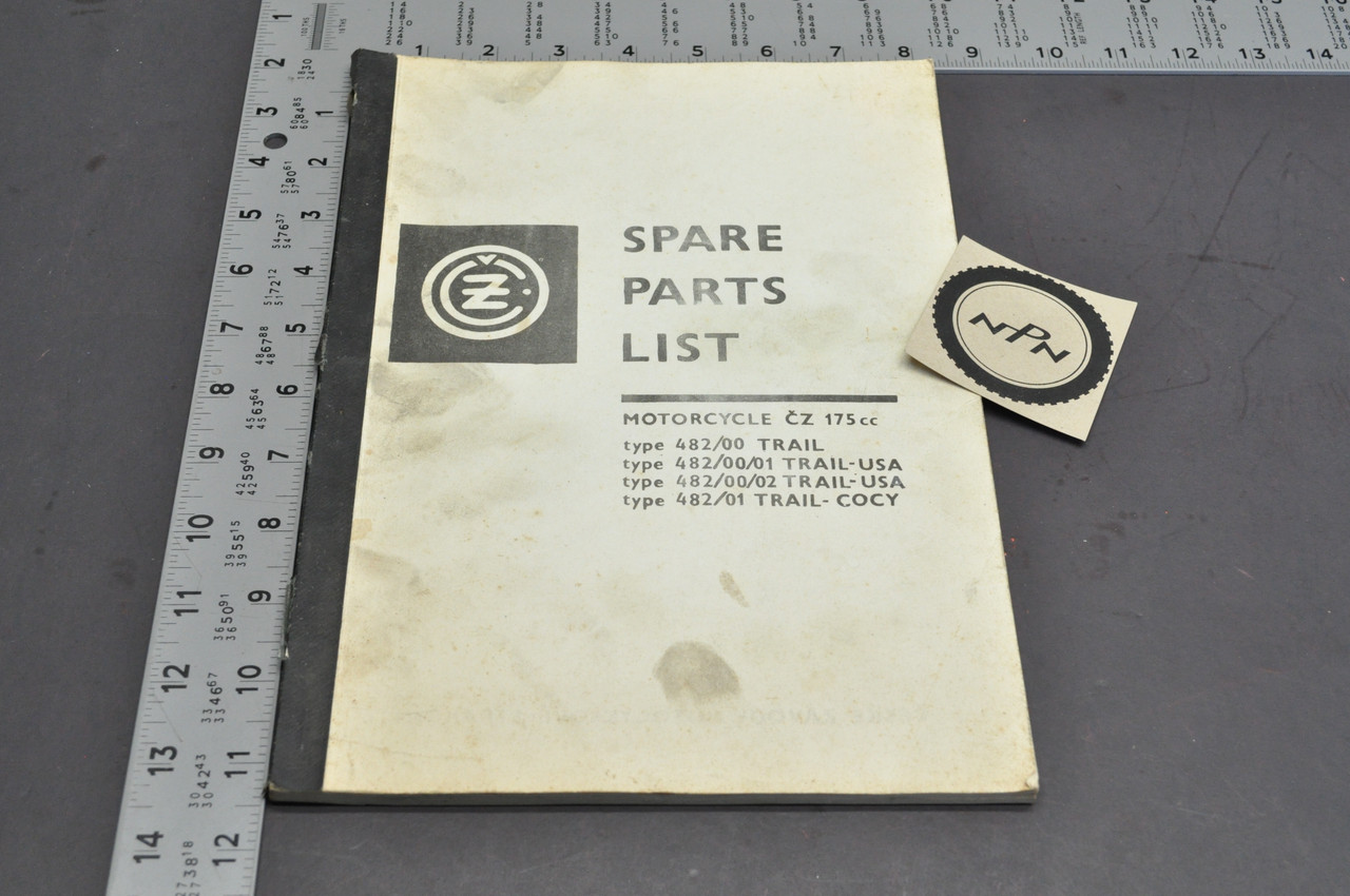 Vintage CZ 175 Trail Type 482 Motorcycle Parts List Dealer Catalog