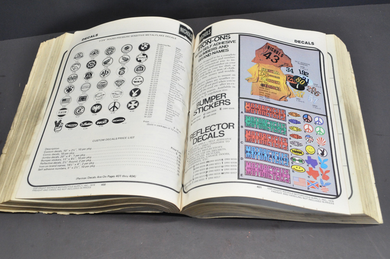 Vintage 1978-79 Nichols Motorcycle Supply Catalog & Dealer Price List Guide Books