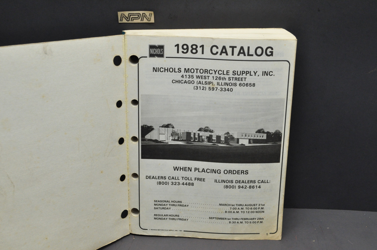 Vintage 1981 Nichols Motorcycle Supply Parts Accessories Catalog Guide Book