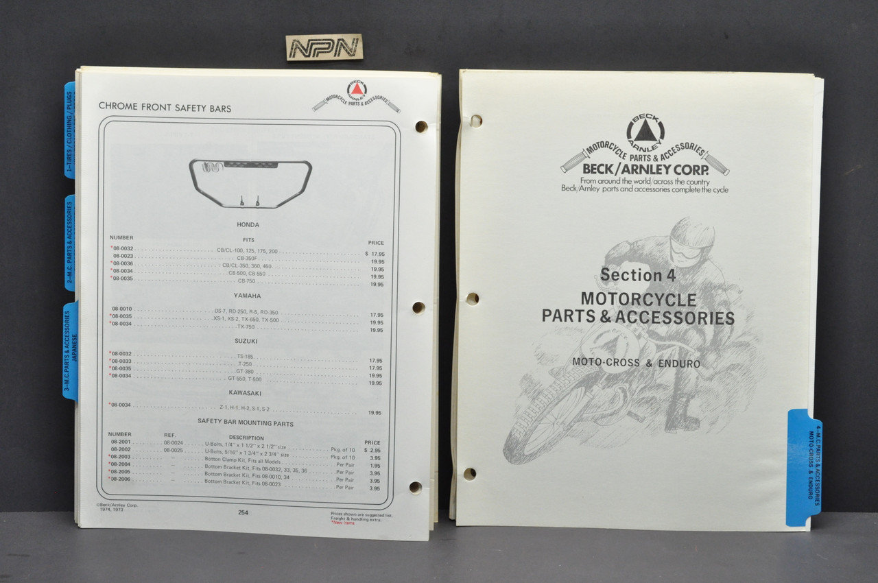 Vtg 1972 Beck Arnley Motorcycle Supply Parts Accessories Catalog Tires Clothing