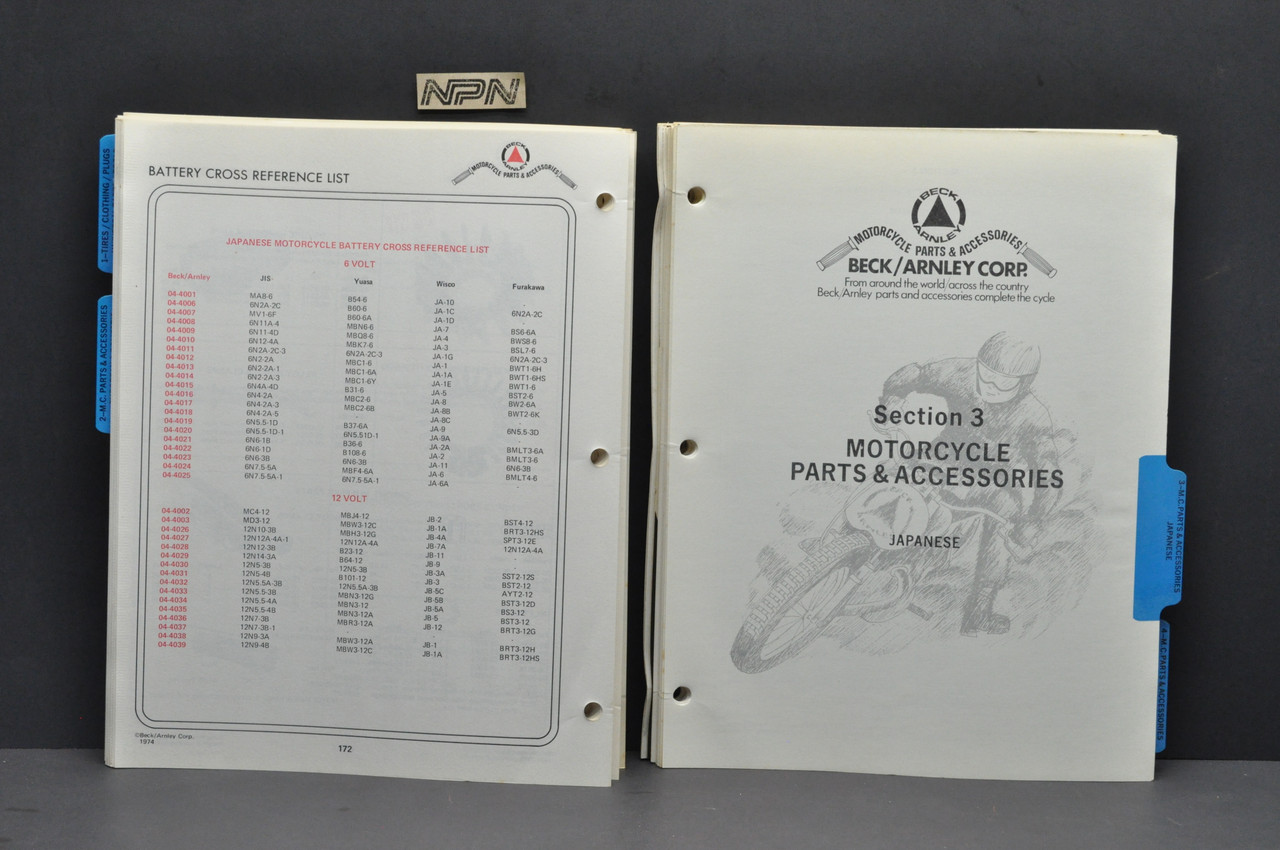 Vtg 1972 Beck Arnley Motorcycle Supply Parts Accessories Catalog Tires Clothing