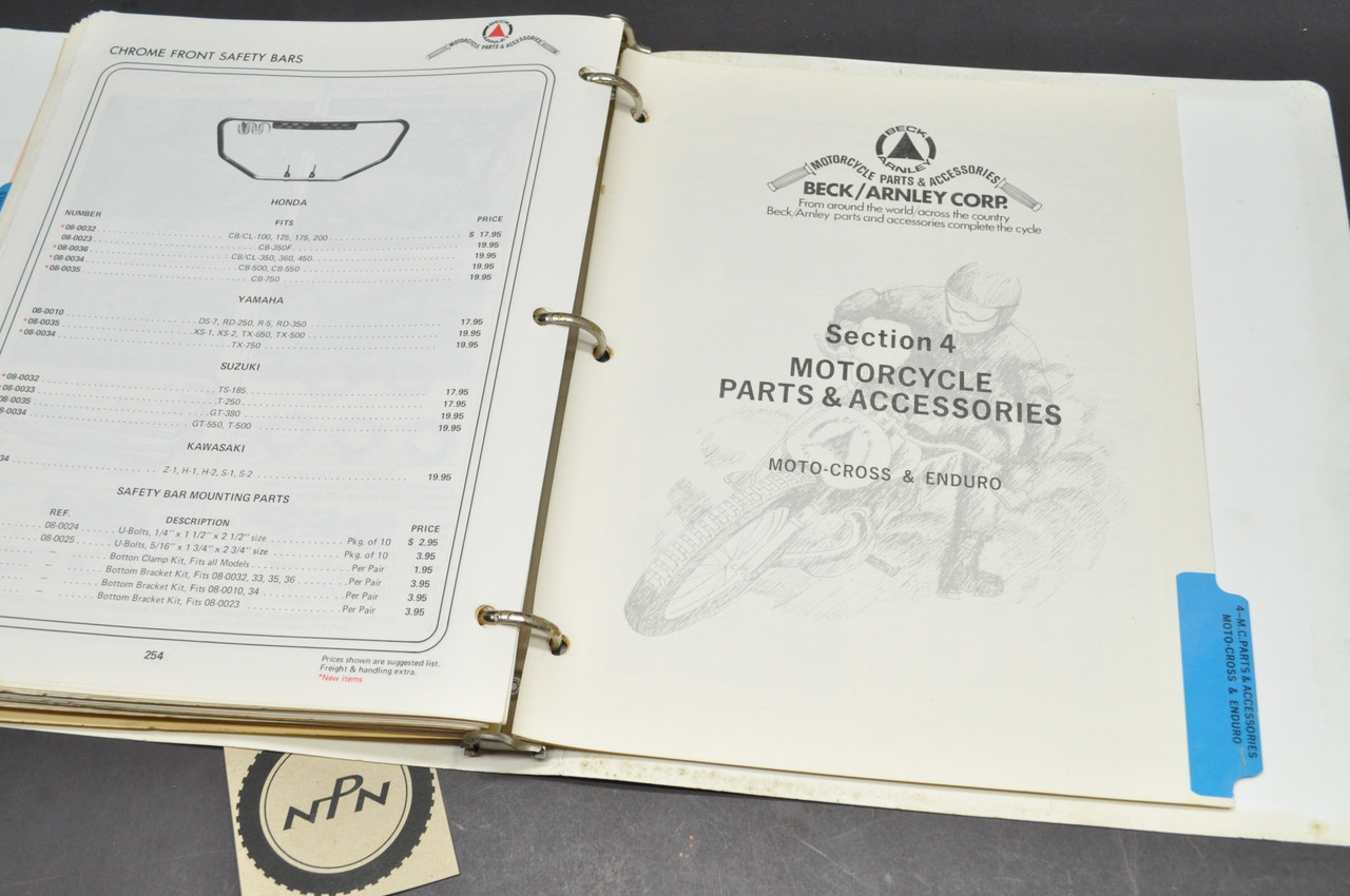 Vtg 1974 Beck Arnley Motorcycle Supply Parts Accessories Catalog Tires Clothing