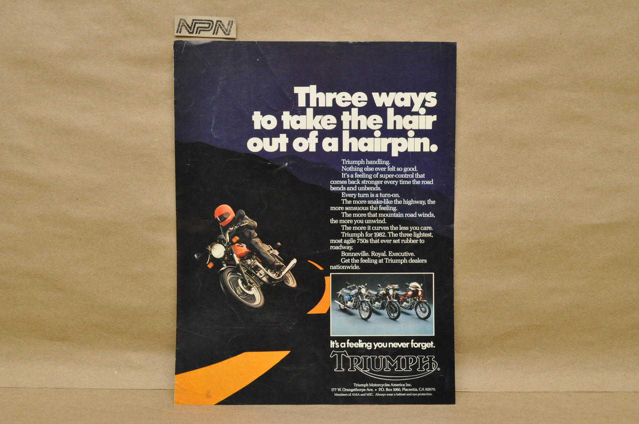 Vtg 1982 Triumph Bonneville Royal Executive 750 Motorcycle Sales Brochure