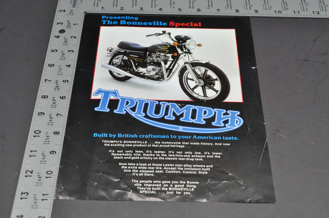 Vintage Triumph Bonneville Special T140D 750 Motorcycle Sales Brochure