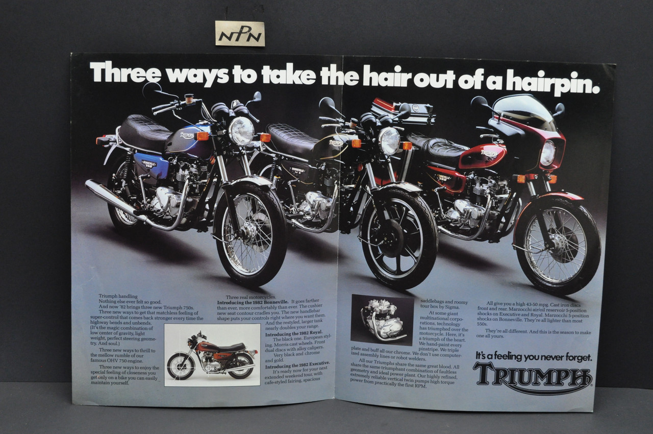 Vintage '82 Triumph Bonneville Royal Executive 750 Motorcycle Sales Brochure