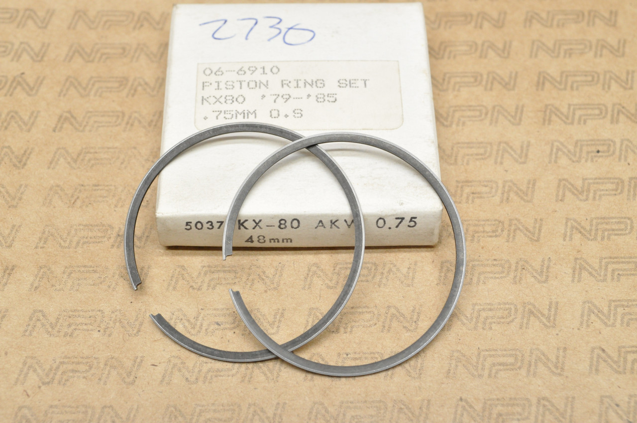 NOS Kawasaki 1979-85 KX80 Rocky .75 Oversize Piston Ring Set 06-6910