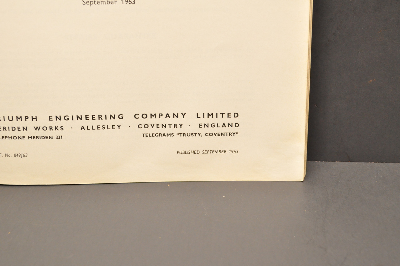 Vtg 1963 Triumph Tiger Cub T20 SS T20 SH Motorcycle Parts Manual Catalog No 9