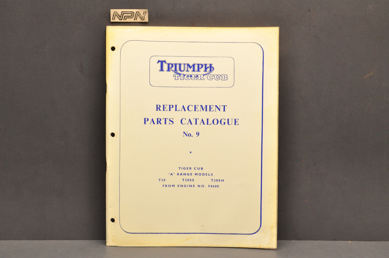 Vtg 1963 Triumph Tiger Cub T20 SS T20 SH Motorcycle Parts Manual Catalog No 9
