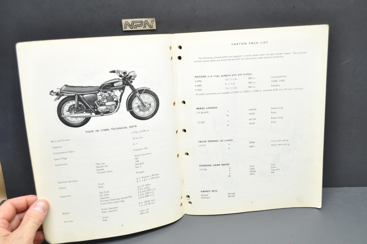 Vtg 1972 Triumph Daytona T100 R Trophy 500 T100 C Motorcycle Parts Catalog 