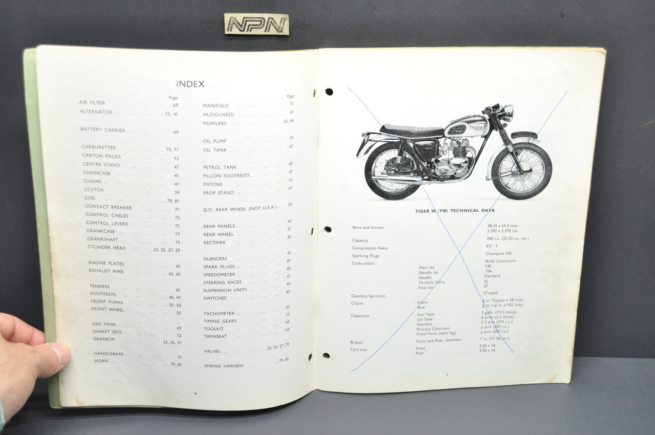 Vtg 1967 Triumph T90 Tiger 90 T100 S T100 R T100 C T100 T Tiger 100 Parts Catalog