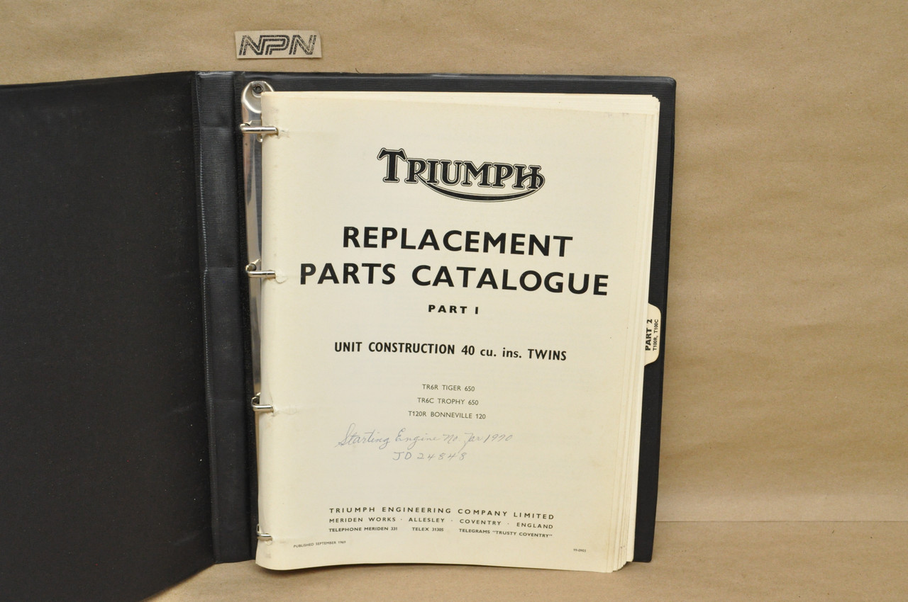 1970 Triumph TR6R Tiger 650 TR6C Trophy 650 T120 R Bonneville 120 Parts Catalog