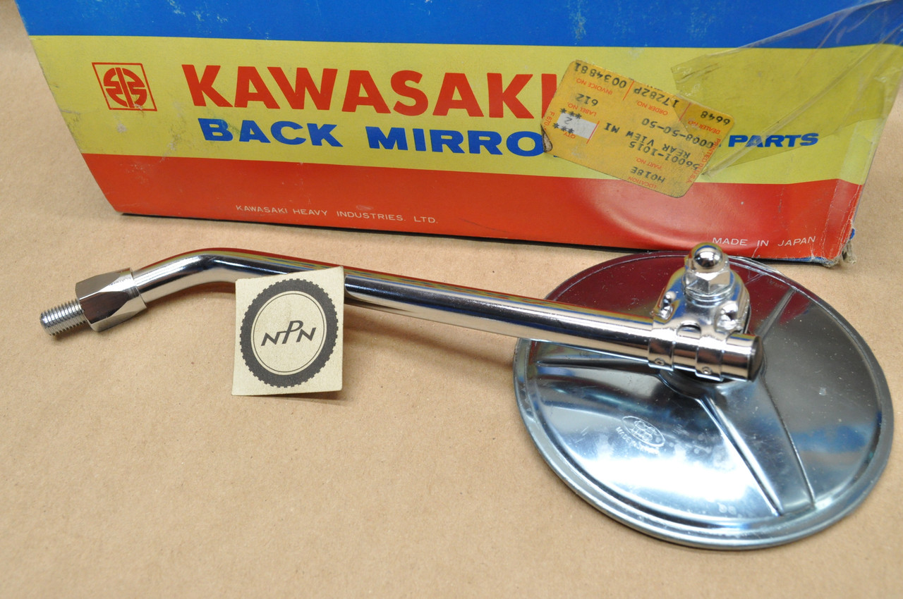 NOS Kawasaki KZ400 KZ440 KZ550 Left Side Back Rear View Mirror 56001-1015